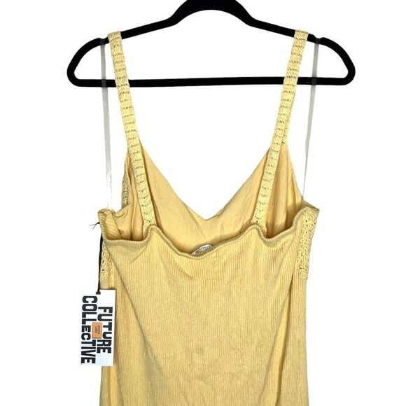 NEW Future Collective Jenny K Lopez Sweetheart Open-Work Stitch Midi Dress Yello - Picture 10 of 12